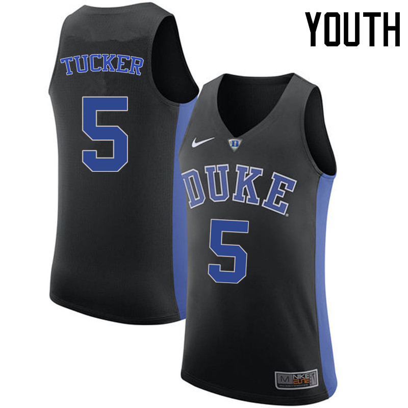 Youth Duke Blue Devils #5 Jordan Tucker College Basketball Jerseys Sale-Black - Click Image to Close